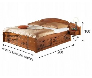 Łóżko drewniane Sofia z szufladami na prowadnicy