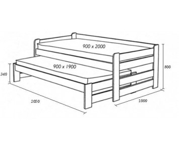 Łóżko drewniane podwójne spanie wysuwane Duet