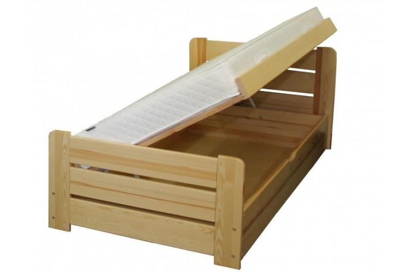 Łóżko sosnowe MINI podnoszone z boku, rama drewniana.