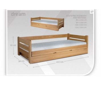 Łóżko bukowe podnoszone z boku, skrzynia Dream