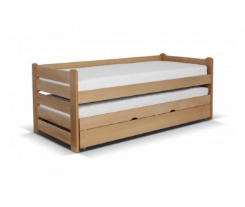 Łóżko For 2 Plus bukowe podwójne spanie z pojemnikiem na pościel