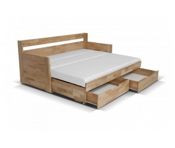 Łóżko Duo C bukowe rozkładane z szufladami