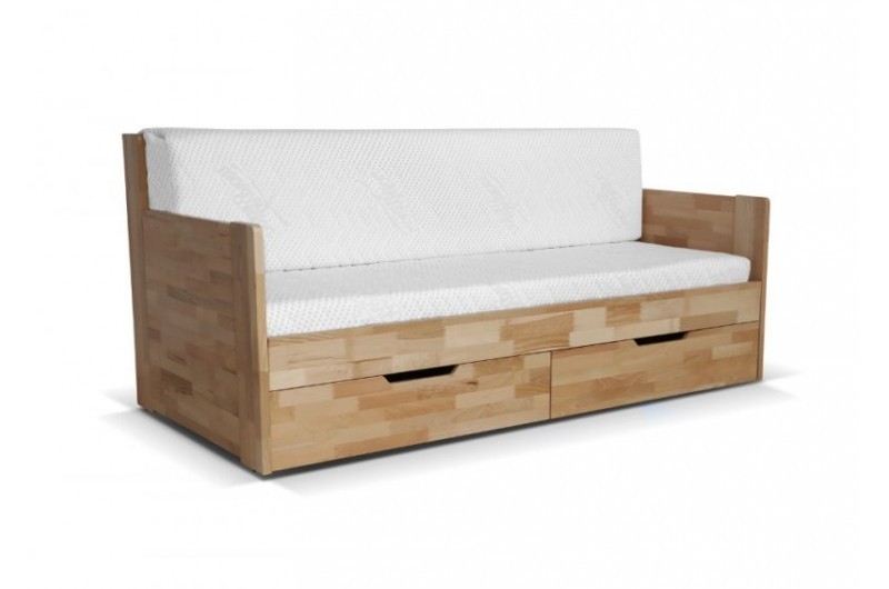 Łóżko Duo C bukowe rozkładane z szufladami