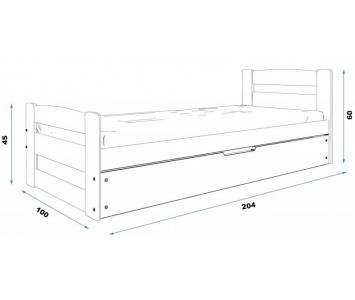 Łóżko młodzieżowe podnoszone ze skrzynią 1 osobowe, drewniane.
