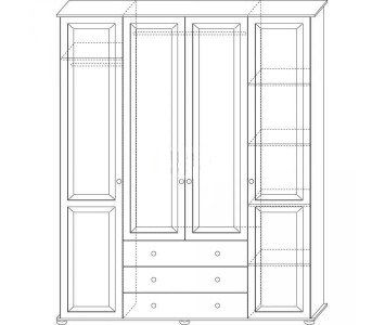 Szafa sosnowa 4 drzwiowa z szufladami i półkami 0181 Gaja