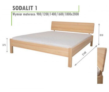Łóżko sosnowe sypialniane Sodalit 1, wysoki szczyt odchylony
