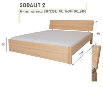 Łóżko sosnowe sypialniane Sodalit 2, wysoki szczyt odchylony
