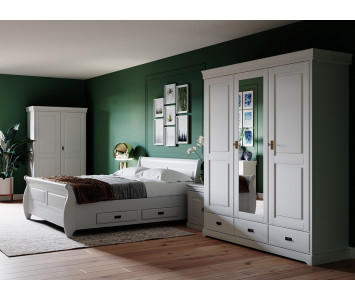 Łóżko do sypialni drewniane białe kolekcja Toskania
