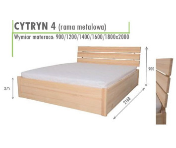 Łóżko Cytryn 4 rama metalowa, wysoki szczyt odchylony
