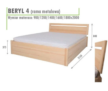 Łóżko sosnowe sypialniane podnoszone Beryl 4, rama metalowa